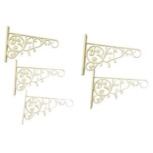 Lot of 5 White Metal Shelf Brackets Plant Hangers 10" W x 6.5" H